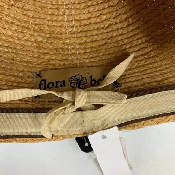 Flora Bella Women\'s Natural Paper Braid Fabric‎ Brim Sun Outdoor Hat OS NWT main image 12